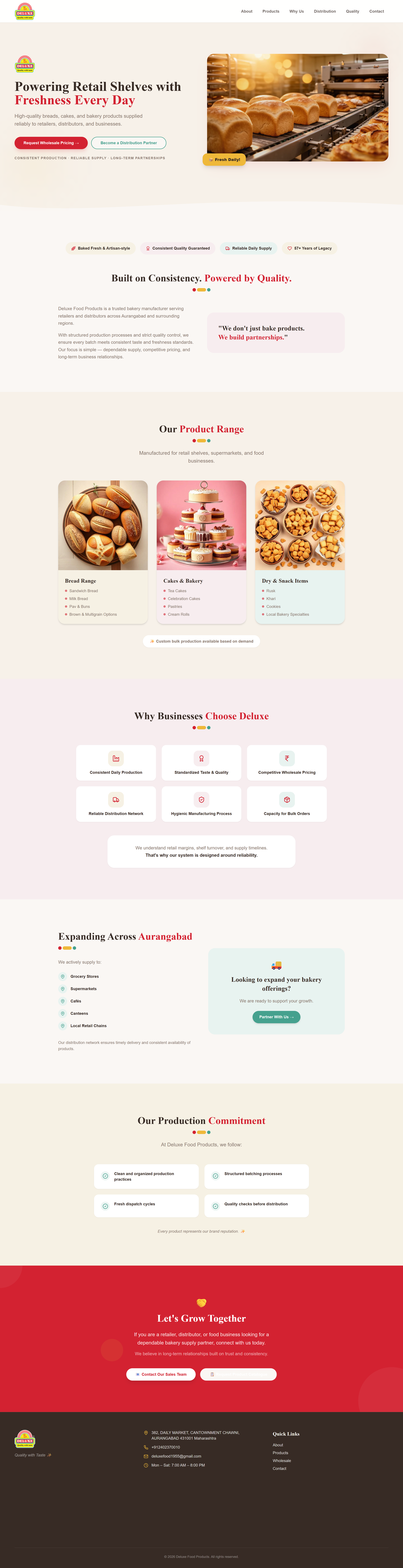 Deluxe Food Products website screenshot