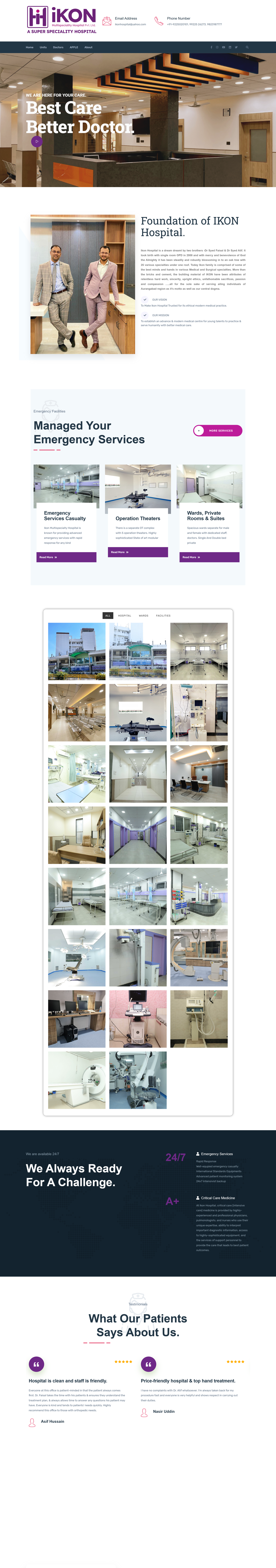 Ikon Hospital website screenshot