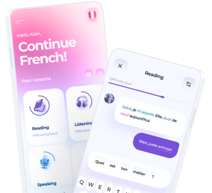 Mobile app screens